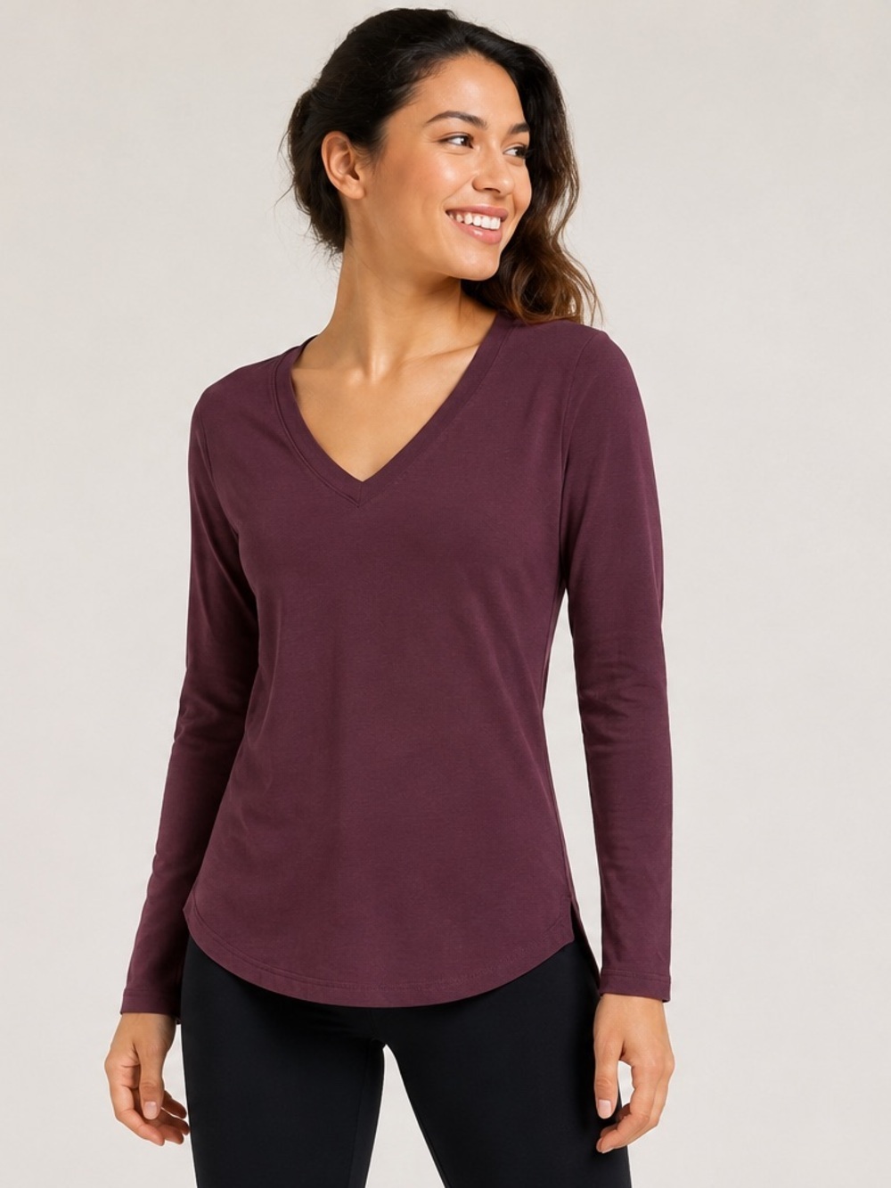 Athleta Relaxed V-neck Long-sleeve Top Small